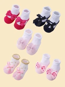 5雙嬰兒蝴蝶結裝飾襪子 - 彩色 - 查看 1