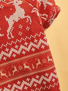 1pc Christmas Pattern Pet T-Shirt, Thin Autumn/Winter Clothes For Dogs And Cats - Red and White - View 6