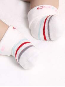Bebé 6 pares Calcetines con estampado de dibujos animados - Blanco - Ver 2