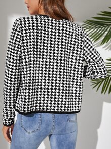 SHEIN Tall Chaqueta con ribete de contraste de pata de gallo para otoño/invierno - Blanco y Negro - Ver 2