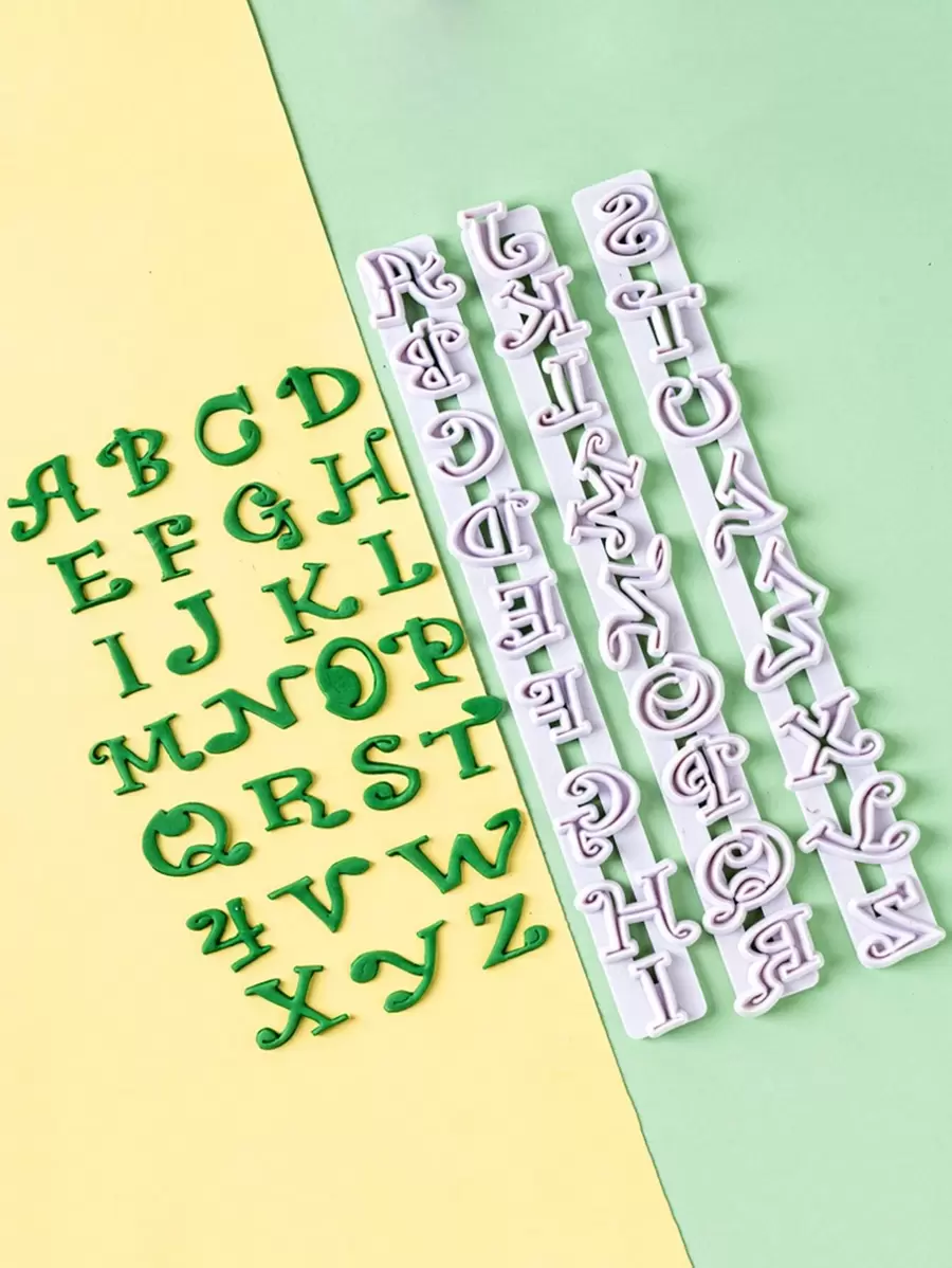 4pcs Alphabet Design Cookie Mold - White - View 1