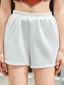 SHEIN EZwear Split Side Track Shorts - White - View 5