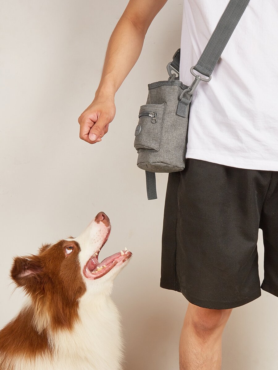 1pc Plain Pet Treat Pouch - Grey - View 1