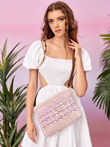 Two Tone Straw Bag - Multicolor - View 3