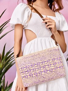 Two Tone Straw Bag - Multicolor - View 4