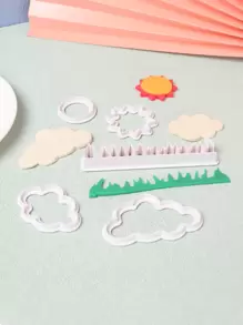 5 piezas Set molde de galleta sol & en forma de nube - Blanco - Ver 3