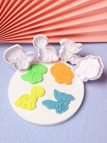 4 piezas Molde de galleta con diseño de dinosaurio - Blanco - Ver 2