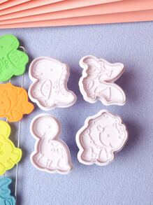 4 piezas Molde de galleta con diseño de dinosaurio - Blanco - Ver 3