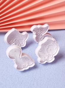 4 piezas Molde de galleta con diseño de dinosaurio - Blanco - Ver 4