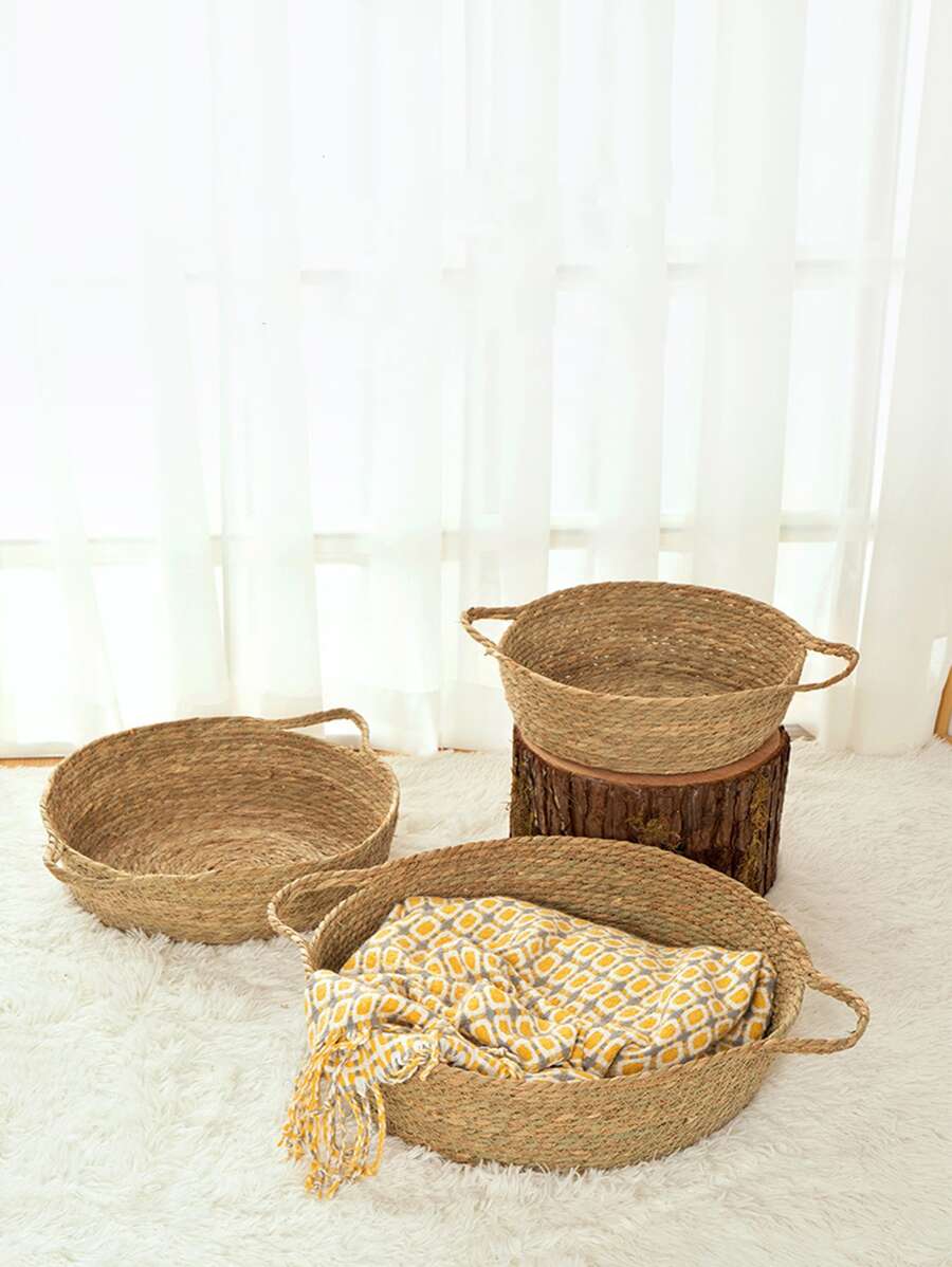 1pc Woven Pet Bed - Brown - View 1