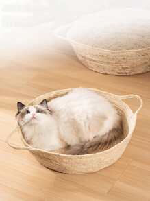 1pc Woven Pet Bed - Brown - View 4