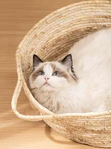 1pc Woven Pet Bed - Brown - View 5