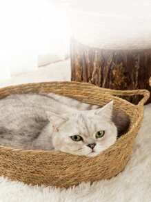 1pc Woven Pet Bed - Brown - View 6