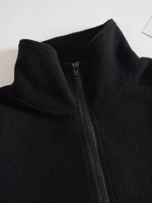 INAWLY Slogan Embroidery Half Zip Fleece Sweatshirt,Long Sleeve Tops Graduation,Back To School Outfits,Graduation,Teacher Outfits For Women,Back To School Pullover Fall Outfit - Black - View 4