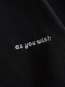 INAWLY Slogan Embroidery Half Zip Fleece Sweatshirt,Long Sleeve Tops Graduation,Back To School Outfits,Graduation,Teacher Outfits For Women,Back To School Pullover Fall Outfit - Black - View 5