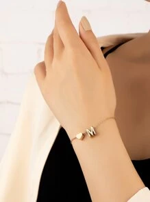 Vòng đeo tay trang trí chữ & trái tim - Vàng - Xem 1