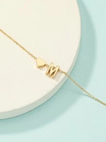 Vòng đeo tay trang trí chữ & trái tim - Vàng - Xem 3