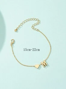 Vòng đeo tay trang trí chữ & trái tim - Vàng - Xem 4