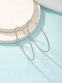 1 Cặp bông tai xoắn hình học cỡ lớn cho nữ - Bạc - Xem 3