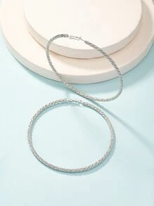 1 Cặp bông tai xoắn hình học cỡ lớn cho nữ - Bạc - Xem 4