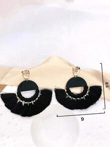 Tassel Drop Earrings - Black - View 3