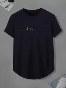 Manfinity Homme Tops Nam Đồ họa Giải trí - Màu xanh hải quân - Xem 1