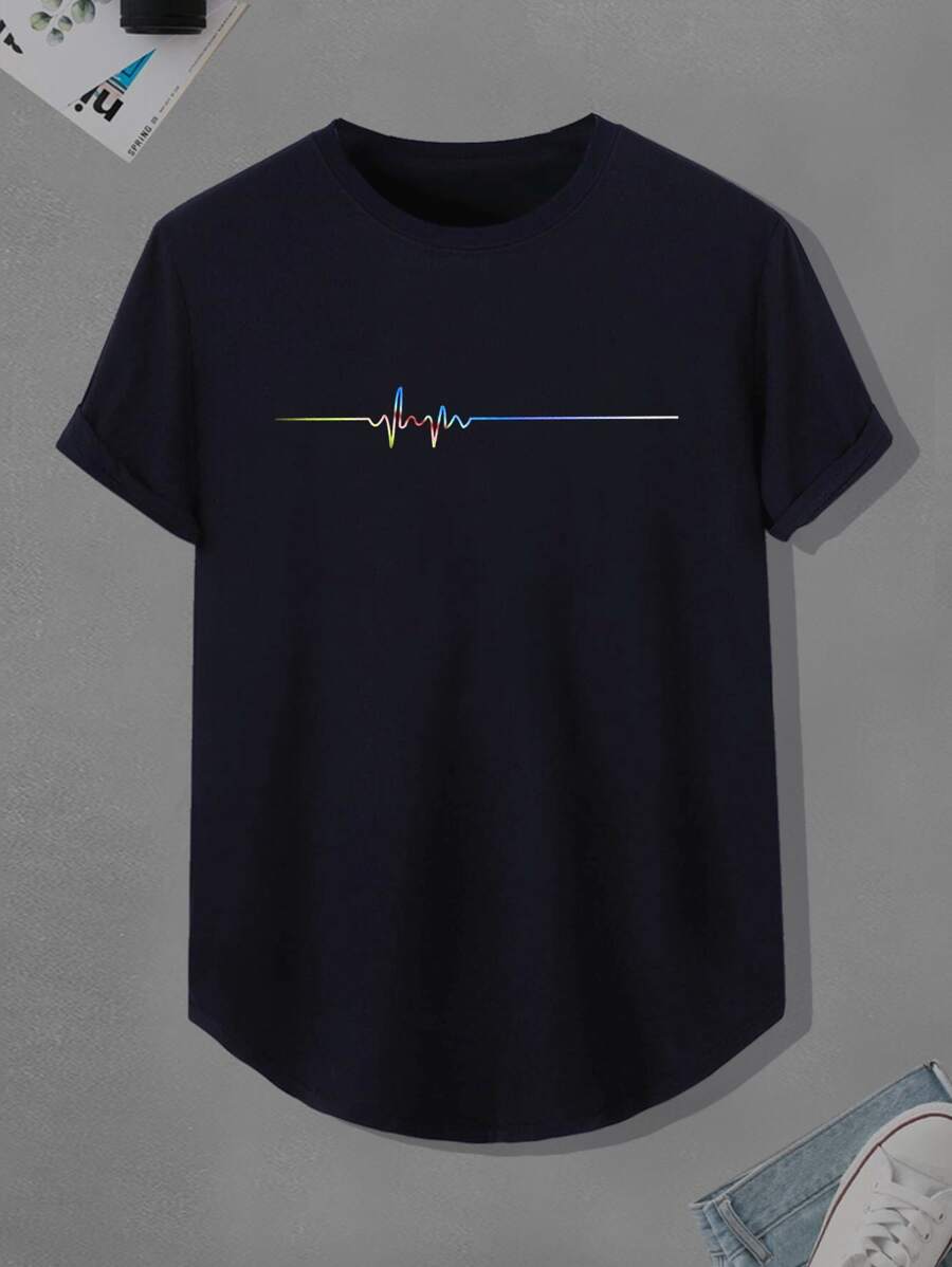 Manfinity Homme Tops Nam Đồ họa Giải trí - Màu xanh hải quân - Xem 1