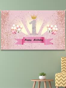 1pc Letter Graphic 1st Birthday Party Banner - Multicolor - View 4