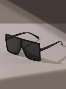 1 Pair Unisex Oversized Shield Shape Vintage Fashion Fashion Glasses In Black, Suitable For Vacation, Travel, Summer Accessories, Sports Style, Driving, Festivals, Outings, Family Trips, Elegant Attire, Streetwear Accessories, Vacation Ambience, Sports, Parties, Outdoor Activities, Fishing, Holidays, Getaways - Grey - View 4