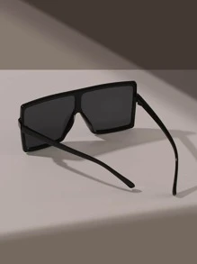 1 Pair Unisex Oversized Shield Shape Vintage Fashion Fashion Glasses In Black, Suitable For Vacation, Travel, Summer Accessories, Sports Style, Driving, Festivals, Outings, Family Trips, Elegant Attire, Streetwear Accessories, Vacation Ambience, Sports, Parties, Outdoor Activities, Fishing, Holidays, Getaways - Grey - View 6