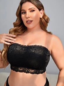 Sujetador con encaje sin tira - Negro - Ver 3