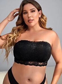 Sujetador con encaje sin tira - Negro - Ver 4