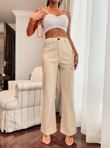 Pantalones de corte de bota con ojal con cordón - Albaricoque - Ver 7