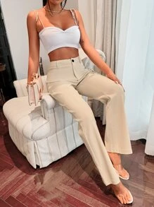 Pantalones de corte de bota con ojal con cordón - Albaricoque - Ver 4