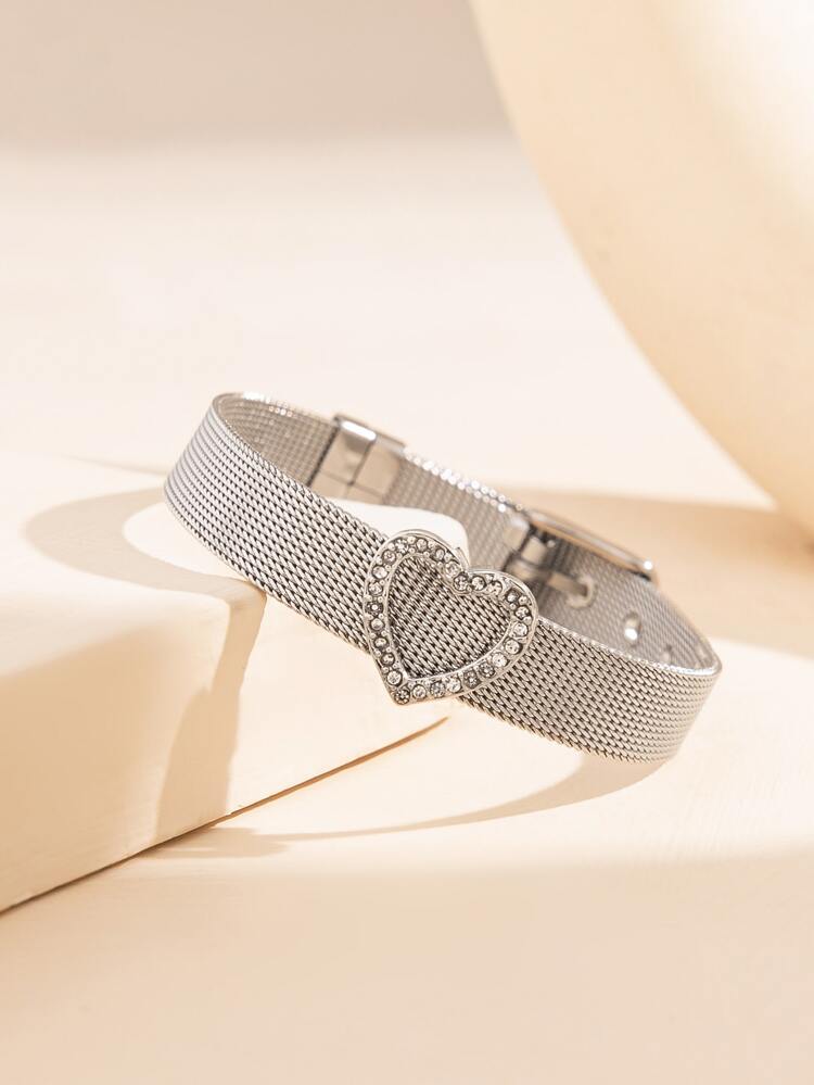 Rhinestone Heart Decor Belt Design Bracelet Valentines,Mom,Mother,Mother's Day,Gift