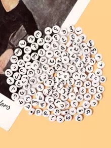 100pcs/set DIY 7mm Letter Detail Bead - Black and White - View 1