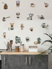Nhãn dán nhà bếp in hình cà phê, nhãn dán, decal dán tường, decal vinyl trang trí nhà cửa, vật dụng trang trí mùa xuân làm mới ngôi nhà của bạn, nhãn dán trang trí Rama quà tặng sinh nhật tốt nghiệp - Nhiều màu - Xem 2