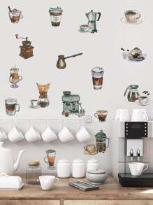 Nhãn dán nhà bếp in hình cà phê, nhãn dán, decal dán tường, decal vinyl trang trí nhà cửa, vật dụng trang trí mùa xuân làm mới ngôi nhà của bạn, nhãn dán trang trí Rama quà tặng sinh nhật tốt nghiệp - Nhiều màu - Xem 3