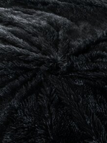 極簡風格毛茸茸毯子 - 黑色 - 查看 4
