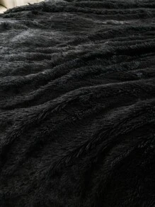 極簡風格毛茸茸毯子 - 黑色 - 查看 5