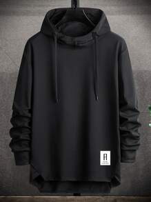 Manfinity Homme Áo nỉ Nam Dây kéo Cao thấp Lá thư Giải trí - màu đen - Xem 1