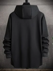 Manfinity Homme Áo nỉ Nam Dây kéo Cao thấp Lá thư Giải trí - màu đen - Xem 2