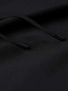 Manfinity Homme Áo nỉ Nam Dây kéo Cao thấp Lá thư Giải trí - màu đen - Xem 3