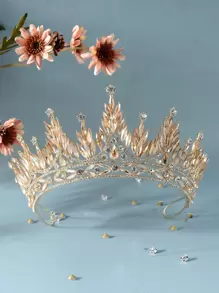 Băng đô cài tóc cô dâu đính đá lấp lánh, phụ kiện dự tiệc hoàng gia, phụ kiện ngày Valentine - Vàng - Xem 1