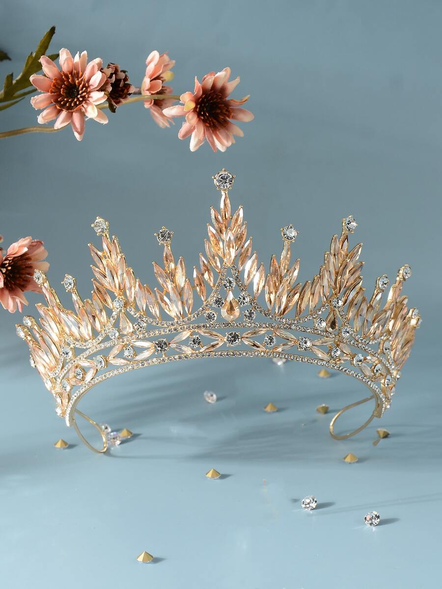 Băng đô cài tóc cô dâu đính đá lấp lánh, phụ kiện dự tiệc hoàng gia, phụ kiện ngày Valentine - Vàng - Xem 1