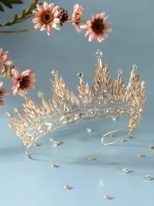 Băng đô cài tóc cô dâu đính đá lấp lánh, phụ kiện dự tiệc hoàng gia, phụ kiện ngày Valentine - Vàng - Xem 3