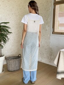 DAZY Slit Hem Sheer Lace Cami Dress Without Liner - Apricot - View 2