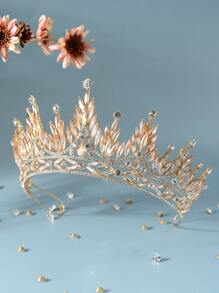 Băng đô cài tóc cô dâu đính đá lấp lánh, phụ kiện dự tiệc hoàng gia, phụ kiện ngày Valentine - Vàng - Xem 4