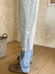 DAZY Slit Hem Sheer Lace Cami Dress Without Liner - Apricot - View 6