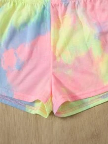 SHEIN VCAY Plus Tie Dye Cami Top & Track Shorts - Multicolor - View 3